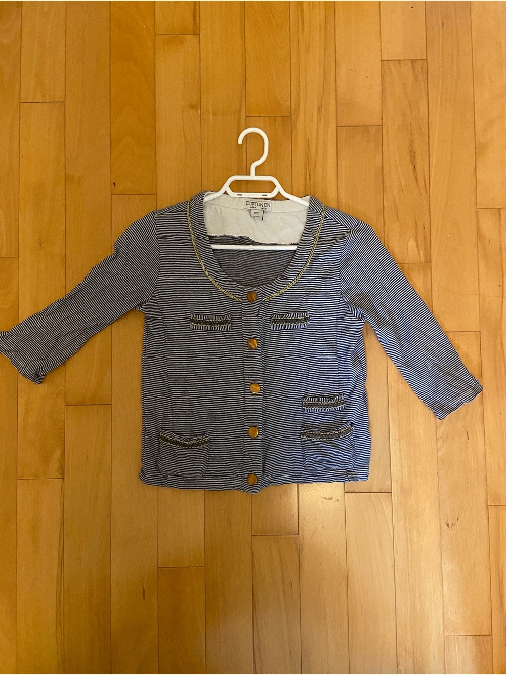 Cotton On Navy and White Striped Button Cardigan